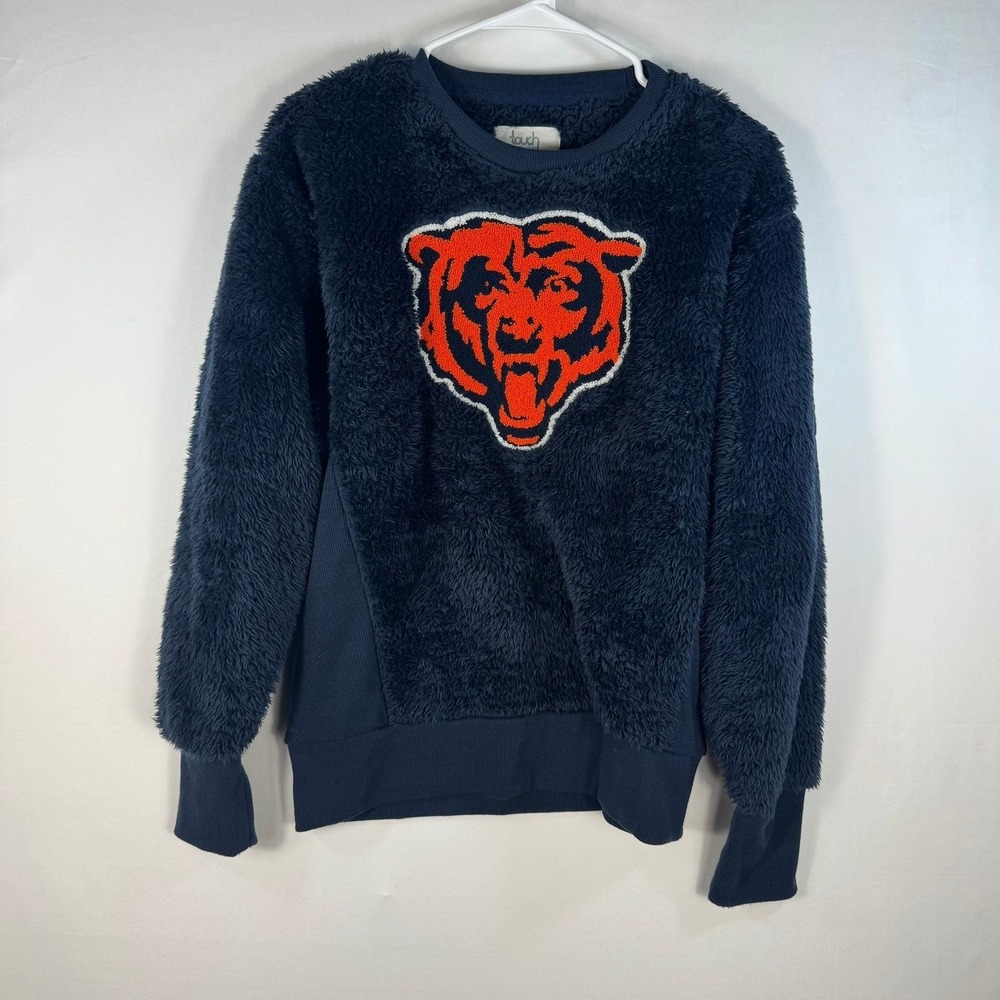 Touch Alyssa Milano Chicago Bears Sherpa Fleece Sweatshirt Navy Blue Womens M